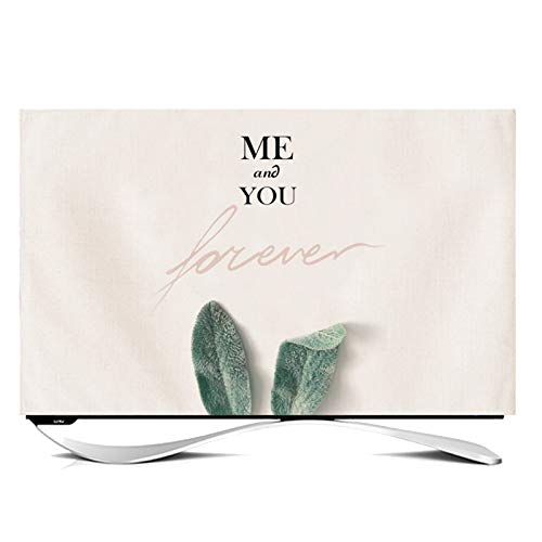 NANKAN Housse de Télévision Intérieure 24''-65'' Tissu Coton Lin Anti-poussière Protection D'écran TV Jolies Feuilles de Fleurs Imprimées d'animaux Housse TV pour Écran Plat/courbé Cover