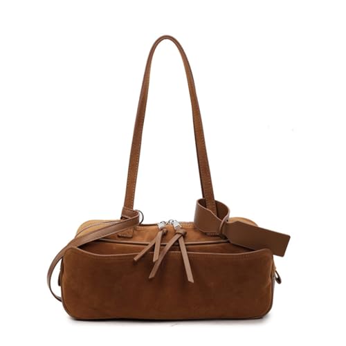 Stylish Faux Suedes Shoulder Purse for Women Soft Tote Bag with Zipper Closure, Travel Everyday Handbag Slouchy Hobos Bag Purse 