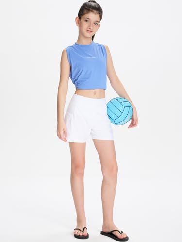 DEVOROPA Youth Girls Swim Board Shorts with Mesh Liner Quick Dry Beach Summer Swimwear Kids Swimming Shorts UPF 50+ Pockets4