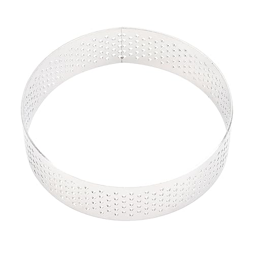 DIYEAH Stampo Rotondo in Acciaio Resistente Anello Traforato per Torte Crostate e Mousse Antiossidante e Antiaderente per Dolci Crostate e Tartellette Frolla