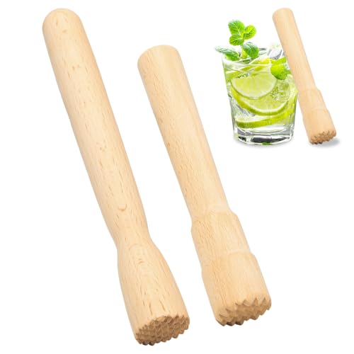Bofanze 2 Pièces Pilon en Bois pour Aliments Pilon de Fermentation Pilons de Bar pilon pour Cocktails Bâtonnets de Broyeur D'épices de Cuisine pour Mojitos...