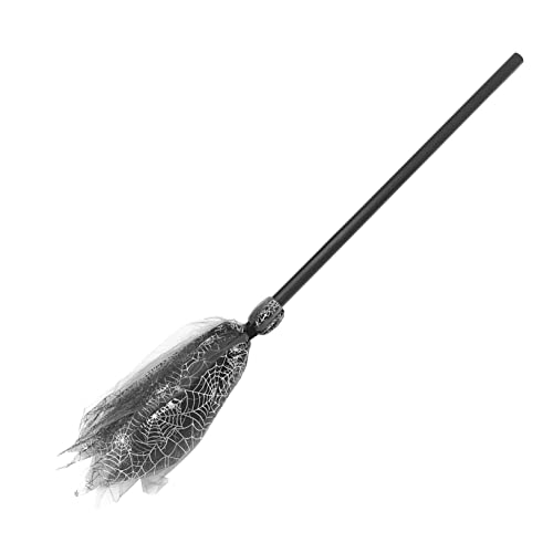 Hemoton 1pc Halloween Gauze Broom Toy Witch Broom Prop for Cosplay for Parties and Occasions Spider Web Design and Girls' Halloween Costumes Accessory