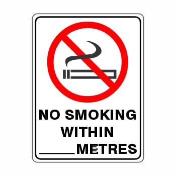 No Smoking Within Metres Sign, Metal Tin Sign 12x8inch for Industrial & Commercial Use
