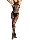 Generic Women's Sexy Lace Teddy Fishnet Bodystocking Bobystocking Lingerie Chemise Nightwear Mini Teddy Dress Erotic Costume Sex Suit Women's Lingerie Fishnet Tight High Sexy Mesh Full Body Stockings