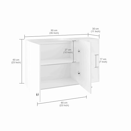 Image of FURNEASER Lismore Kitchen Storage Cabinet Rack Shelf Multipurpose Wooden Wall Mounted Spice Jar Shelves for Storage Organizer Containers Hanging Shelves with 2 Door (Wenge)