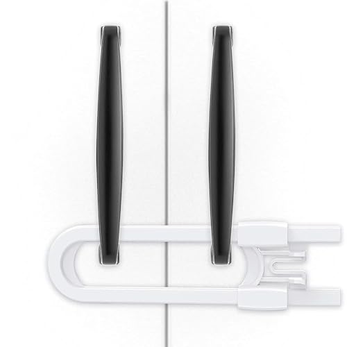 Adoric Sliding Cabinet Locks, 6-Pack U Shaped Baby Safety Locks, Childproof Cabinet Latch for Kitchen Bathroom Storage Doors, Knobs and Handles (White)