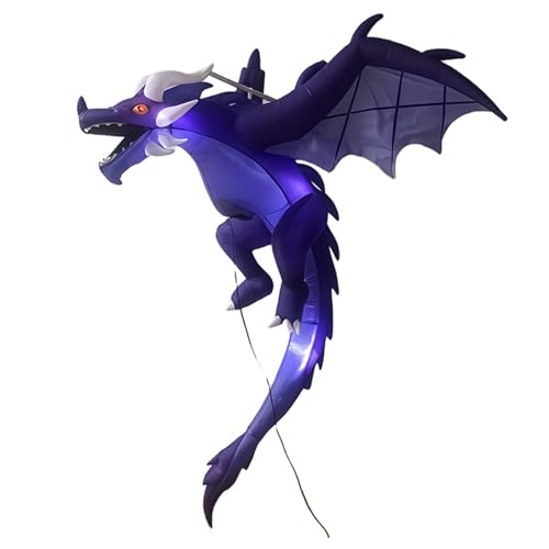 Ochine Halloween Inflatable Hanging Fire Dragon Decor Inflatable Blow Up Flying Dragon with Warm White LED Lights for Indoor Outdoor Halloween Party Decor