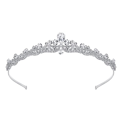 EVER FAITH Women's Austrian Crystal Wedding Teardrop Hair Tiara Headband Clear Silver-Tone