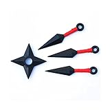 ScleraGo 4pcs Japanese Ninja Cosplay Tool 13cm Small Red Plastic Kunai and Shuriken Set Props Plastic Anime Themed Costume 9727-29