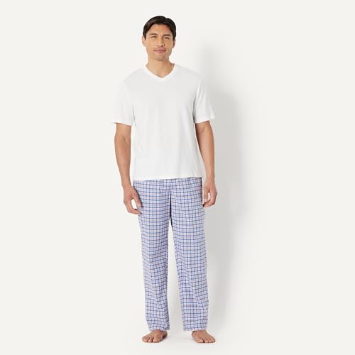 Image of Amazon Essentials Men's Cotton Poplin Straight-Fit Pajama Pants with Pockets, Elastic Waist, Drawstring