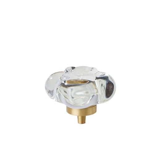 MAXWOLF Elegant Crystal & Brass Flower Cabinet Knobs - Single Hole Hardware for Modern Kitchens, Bathroom Vanities, Bedroom Dressers - Vintage to Luxury Styles,1.5" (2)