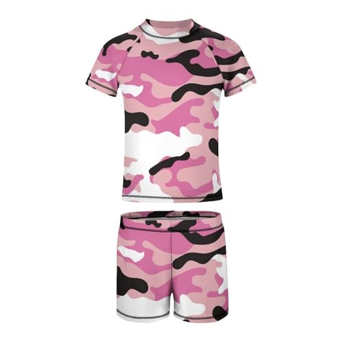 Pink Camouflage MilitaryChildren's Swimsuits Boys Two Piece Suit9-11Y（140cm）4