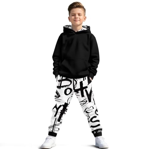 Boys Sweatshirt Size 7-14 Years 2 Piece Casual Athletic Sweatshirts Set Kids Long Sleeve Hoodies and Sweatpants2