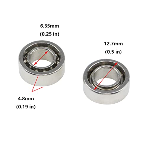 Image of Antrader Chrome Steel R188 Fidget Spinner Bearing High Speed Deep Groove Ball Bearing 1 /4 inch x 1 /2 inch x 3 /16 inch Pack of 2