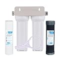Nasibey External RV Dual Water Filter System for Reducing Sediment, Dirt, Sand, Rust, Scale Particles & Chlorine Taste | 3/4" GHT 304 Adapter,Mounting Bracket and Two Filters Included