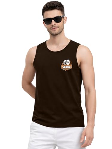 Image of Veirdo Pure Cotton Sleeveless Regular Fit Front Print Placement Scoop Neck Vest for Men & Boys
