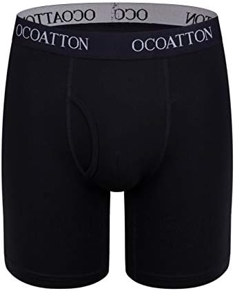 OCOATTON Men's Boxer Briefs Long Leg Big and Tall Combed Cotton Underwear Open Fly 6-Pack