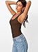 Trendy Queen Halter Tops for Women 2026 Spring Fashion Summer Going Out Tops Backless Crop Sleeveless Workout Shirts Beach Vacation Outfits Casual Cute Y2k Clothes Chocolate S