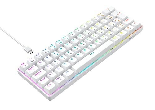 TECLADO GAMER MECANICO HYRAX THUNDER HCK61, ABNT2, BRANCO, SWITCH AZUL - HCK61W-BLUE-RGB