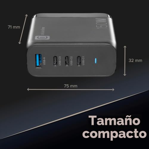 Cargador GaN 150W MULTIPOWER de Cellularline con 3 USB-C y 1 USB-A para tablet y móvil 5