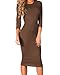 ICONOFLASH 3/4 Sleeve Midi Bodycon Dress (Mocha, Medium)