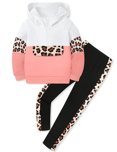 Toddler Girl Clothes Camo 2 Piece Little Girls Clothes Half Zip Up Hoodies Color Block Outfits Sweatshirt Pant Sets