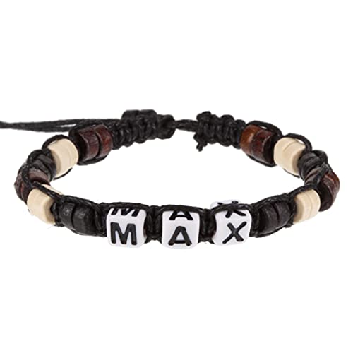 Stands Out, Supplying Outstanding Gifts Max Personalised Boys Black Friendship Bracelet Name Alphabet Beads