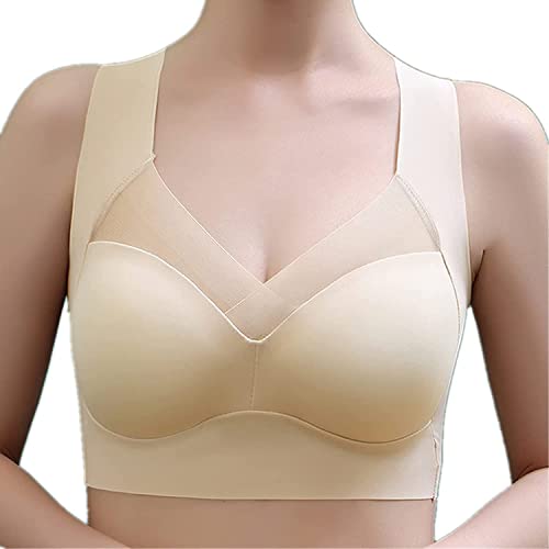 Bra for Seniors, Front Closure Bras for Women Plus Size, Glamorette Snap Front Bra Older Women (Beige, 36/80BCD)