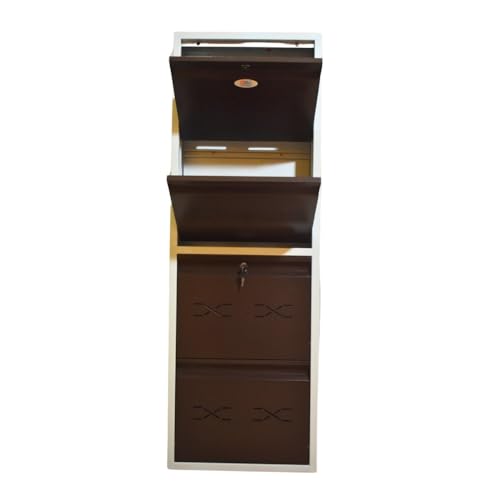 Image of I Metal Shoe Rack I Double Lock I Slim and Wall Mounted I 4 Shelves (Brown Colour) I Coad LC 2S-04 BR I Height 58 Inches, Width 20 Inches, Depth 5.5 InchesI 3 Years Warranty.