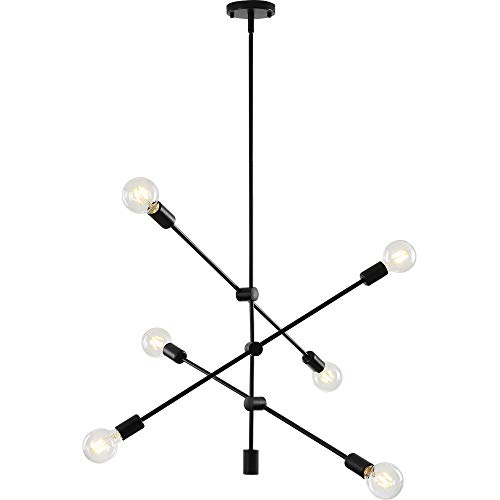 XILICON Sputnik Light Fixture Mobile Chandelier 6 Lights Modern Pendant Lighting Black Finish Contemporary Semi Flush Mount Ceiling Light Fixtures for Dining Room