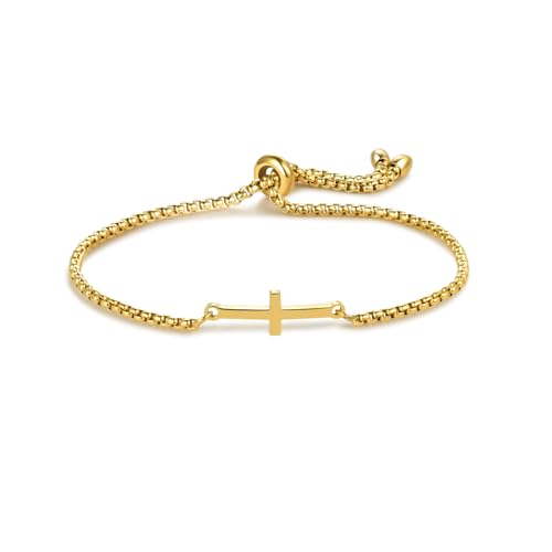 Bracelet coulissant croix latérale : le cadeau symbolique parfait pour fille et femme