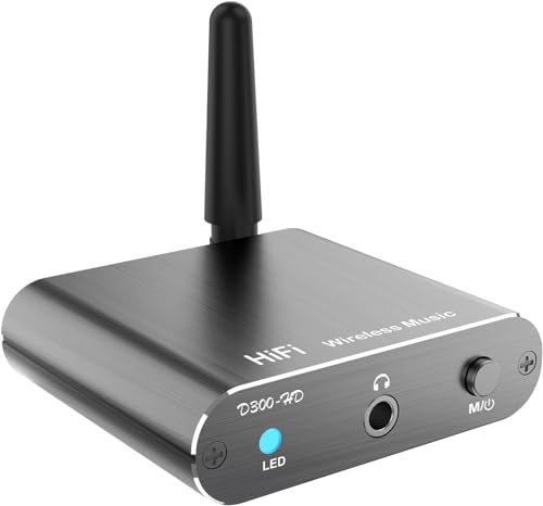 Bluetooth 5.2 Wireless Audio Transmitter Receiver Adapter for Home Stereo, Speakers and Headphones, Support Aux, Coxial and Optical Outputs