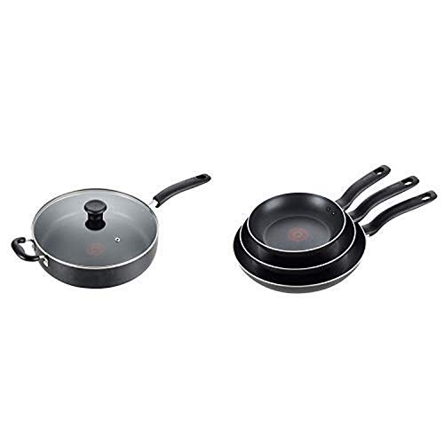 T-fal B36290 Specialty Nonstick 5 Qt. Jumbo Cooker SautÃ© Pan with Glass Lid, Black AND T-fal B363S3 Specialty Nonstick 3 PC Fry Pan Cookware Set, 3-Pack, Black