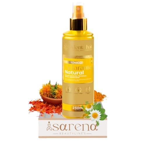 Isarena Beautyline´s Tonico capilar Aclarante rubios y castaños Menta Hair - Vegan Natural Extracts - curcuma, azafran miel- Lotion Chamomile Hair Lightener – No Ammonia or Parabens 250ml