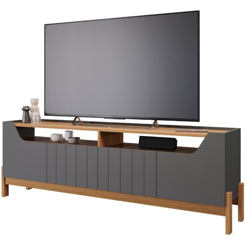 Rack para Tv 70 Polegadas Mdf Moema 4 Portas Grafite Nature