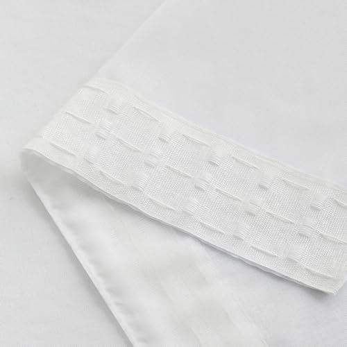 EMEMA Gardinen Vorhang mit Kräuselband 2er Set Sheer Voile Weiß Vorhänge Stores Transparente Gardine für Schienensystem Wohnzimmer Luftig Dekoschal für Schlafzimmer 140 X 245cm(B x H)