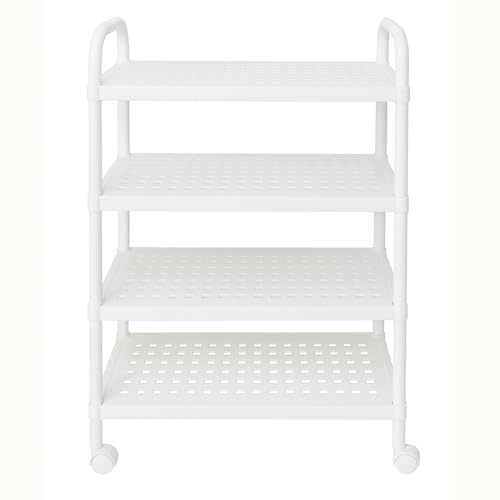 Image of Cortina Plastic Kitchen Storage Trolley Rack,Slide Out Storage Shelves Space Saving Home Nightstands Storage Organizer Box,for Newborn Essentials,Multifunction (4 Layer Kitchen Storage Trolly A)