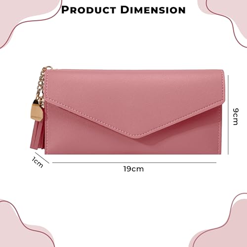 Image of Kraptick Women's Wallet -Stylish and Compact Purse Clutch Wallet for Women, Stylish Card Coin Holder, Debit Card Holder, Money Organizer and Travel Wallet for Women with 13 Slots (Dark Pink)