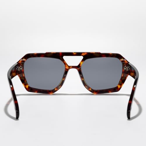 Fashion Aviator Sunglasses for Men Women Double Bridge Irregular Cut Edge Shades for Driving Travel Outdoor Activities UV4004