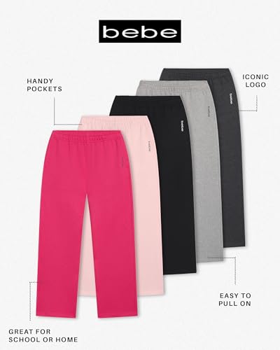 bebe Girls Wide Leg Sweatpants, French Terry Sweatpants with Pockets, Baggy Pants for Girls4