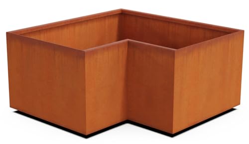 Plantercraft Large Rectangular Planters for Outdoor Plants | 36x24x18 Inch Corten Steel Planter Box for Patio, Garden & Landscape | Heavy Duty Metal Planter