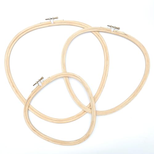 Image of EmbroideryMaterial Embroidery Hoop Ring Frame, Triangle Shape Combo Set - Wooden Triangle Frames for Cross Stitch, Craft, Sewing & Embroidery Purpose
