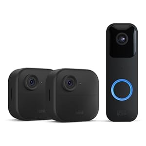 Blink-Kamera Outdoor 4 + Blink Videotürklingel Schwarz| Kabellose intelligente HD-Sicherheitskamera, zwei Jahre Batterielaufzeit, fortschrittliche Bewegungserfassung, 2-Kamera-System