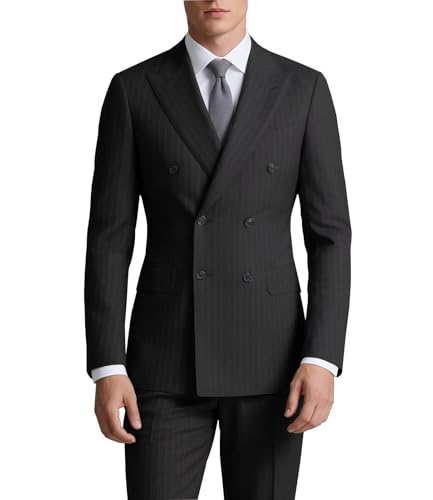 Striped Double Breasted Suit for Men Mens Suits 2 Piece Double Breasted Suit Men Classic Fit Peak Lapel