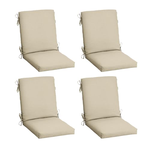 Image of Arden 4-Pack Outdoor Patio Dining Chair Cushion, 20 x 44, Rain-Proof Seat Pad, Fade-Resistant Outdoor Cushion Tan Leala
