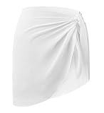 CARDYDONY Women's Chiffon Cover up Short Sarong Swimsuit Wrap Skirt Multi Wearing White Short S-M