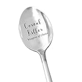 Engraved Cereal Spoon Gifts for Kids Men Women - Cereal Killer Weapon of Choice Spoon Stainless Steel - Funny Cereal Lovers Gift for Mom/Dad/Boys/Girls/Friends - Best Birthday/Thanksgiving Day/Christm