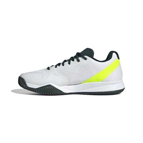 adidas Herren Courtflash Speed 2 Mens Tennis Shoes Tennisschuhe, Cloud White/Silver Metallic/Lucid Lemon, 45 1/3 EU