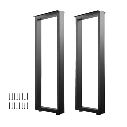 ALLCOS 40 Inch Metal Bar Table Legs Heavy Duty Dining Table Leg with Adjustment Feet Furniture Legs Black Set of 2