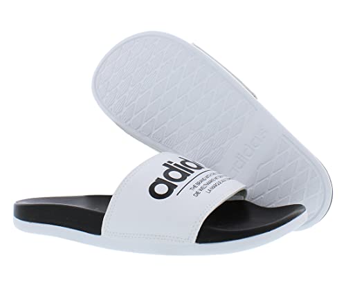 adidas Adilette Comfort Mens Shoes Size 4, Color: White/Black2